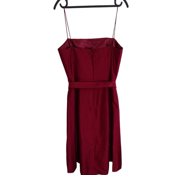 Jenny Yoo Red Silk High Low Hem Dress Size 12 Belted Formal Party Wedding Guest - Picture 11 of 11